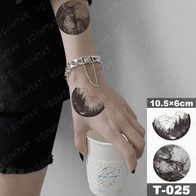 New Waterproof Temporary Tattoo Sticker Deer Animal Flash Tatoo Black Line Body Art Small Decorative Design For Womens Boys