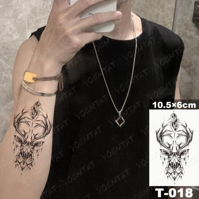 New Waterproof Temporary Tattoo Sticker Deer Animal Flash Tatoo Black Line Body Art Small Decorative Design For Womens Boys