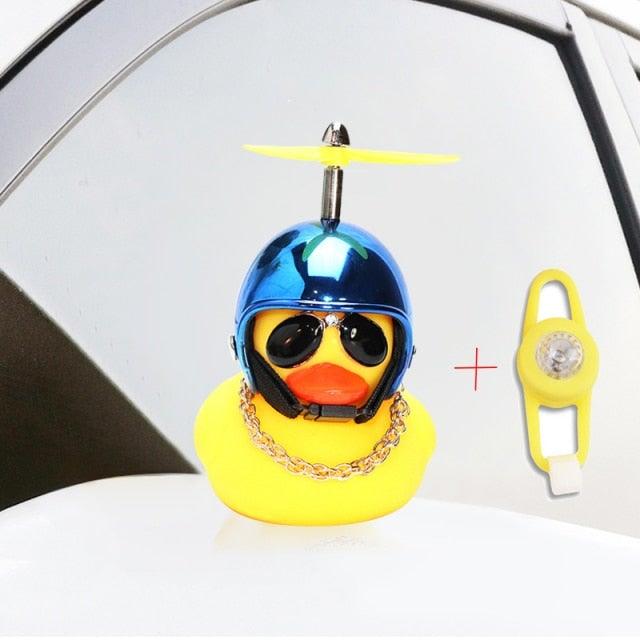Normal Airscrew Helmet Standing Duck Broken Wind Small Yellow Duck Bike Motor Riding Cycling Lights Bicycle Accessories Rubber Yellow Duck Toy Bike Ornaments Yellow Duck With Proper Helmet Cool Decorations