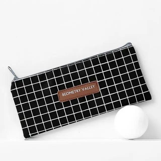 Office Simple Print Stationery Pencil Case Classic Design Pencil Pouch Simple Storage Bag
