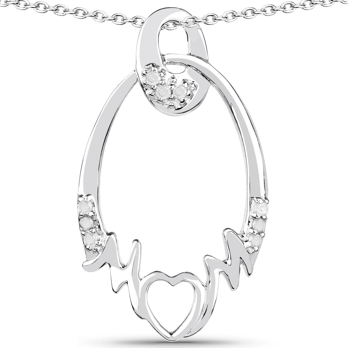 0.14 Carat Genuine White Diamond .925 Sterling Silver Pendant
