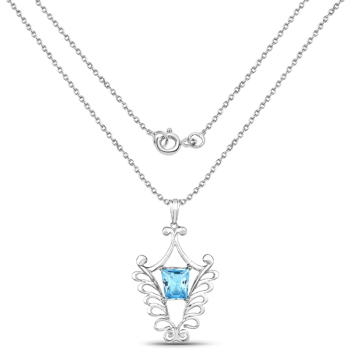 5.68 Carat Genuine Swiss Blue Topaz .925 Sterling Silver Pendant