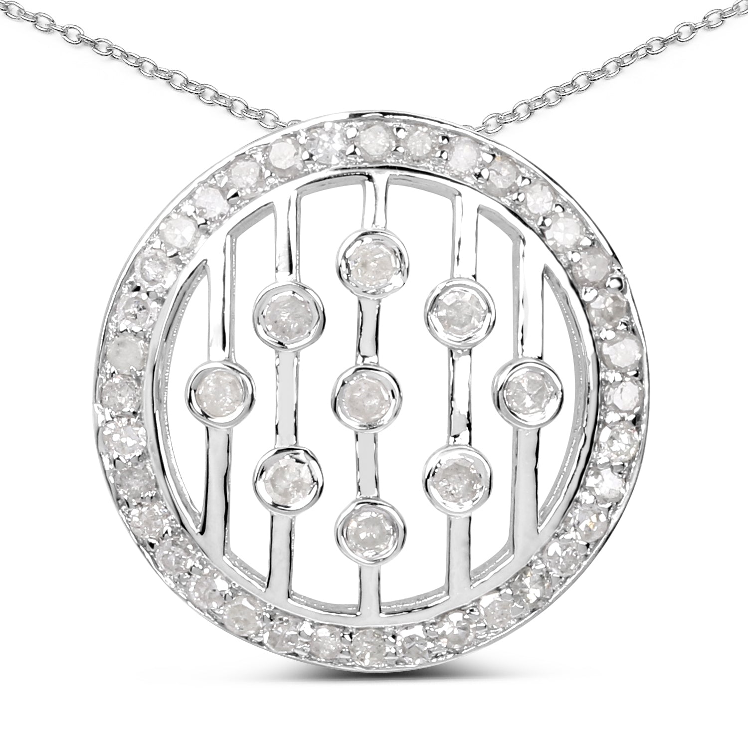 0.53 Carat Genuine White Diamond .925 Sterling Silver Pendant