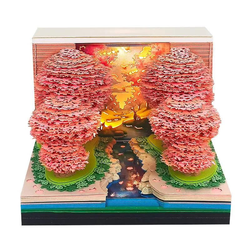 Peach Blossom Forest Paper-Cut Calendar Creative Cultural Artwork Decor