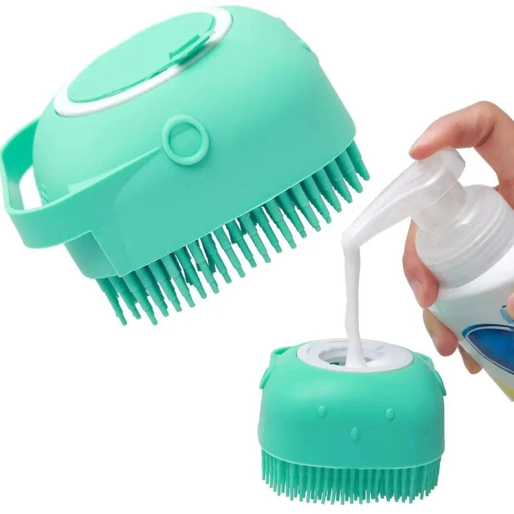 Pet Silicone Shampoo Bath Brush Massage Rubber Comb Bathing Shampoo Colorful Massager For Dogs