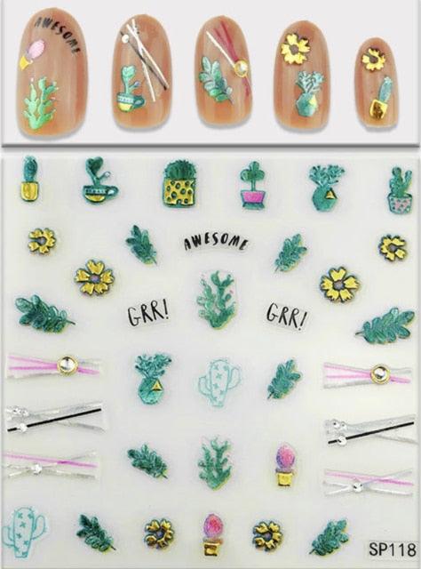 Plant Laser Abstract Lady Face Nail Decals Sliders Paper Art Decor Gel Polish Sticker Manicure Foils 3D Rhinestone Sticker Fun Nail Art Stickers Decal 3D Self-Adhesive Abstract Face Curve Graffiti Nail Design for Acrylic Nail Supplies