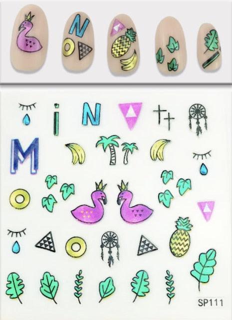 Plant Laser Abstract Lady Face Nail Decals Sliders Paper Art Decor Gel Polish Sticker Manicure Foils 3D Rhinestone Sticker Fun Nail Art Stickers Decal 3D Self-Adhesive Abstract Face Curve Graffiti Nail Design for Acrylic Nail Supplies