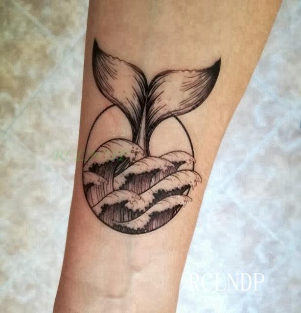 Elegant Black Waterproof Temporary Tattoo Stickers Moon Hill Modern Body Art Stickers Hand Foot High Quality For Womens