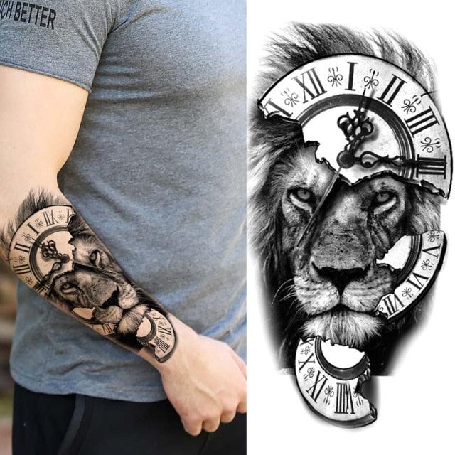 Luxury Black Forest Tiger Wolf Tattoo Sticker Temporary Tattoo Animals Colorful Big Tattoo Stickers For Mens Womens