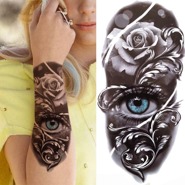 Realistic Full Arm Temporary Tattoos Sleeve Fake Tatoos Warrior Lion Tiger Flower Waterproof Tattoo Stickers For Womens Mens