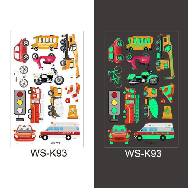 Luminous Tattoo Stickers Temporary Animal Tattoos Glow Paste on Face Arm Leg Fluorescent Waterproof Fake Tattoo For Kids Girls