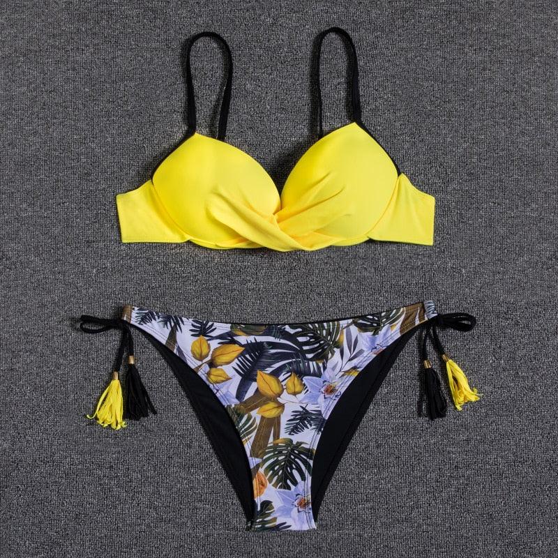 Push Up Bikinis 2022 New Swimwear Women's Bikini Swimsuits Floral Printed Bathing Suits for Women 2 Piece Bikini Women Floral Print Bikini Sets Swimsuit Beach Wear Bathing Suit Female  Two Pieces