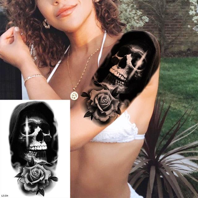 Realistic Lion Temporary Tattoo Black Warrior Sticker Waterproof Luxury Tattoo For Men Women