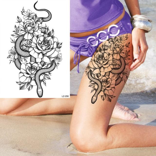 Realistic Lion Temporary Tattoo Black Warrior Sticker Waterproof Luxury Tattoo For Men Women