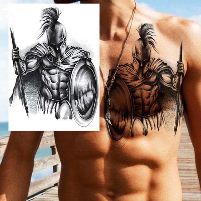 Realistic Lion Temporary Tattoo Black Warrior Sticker Waterproof Luxury Tattoo For Men Women
