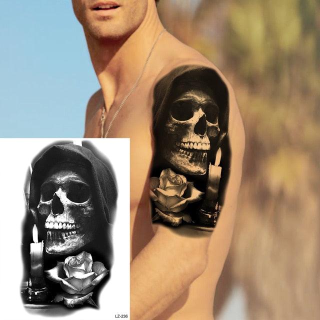 Realistic Lion Temporary Tattoo Black Warrior Sticker Waterproof Luxury Tattoo For Men Women