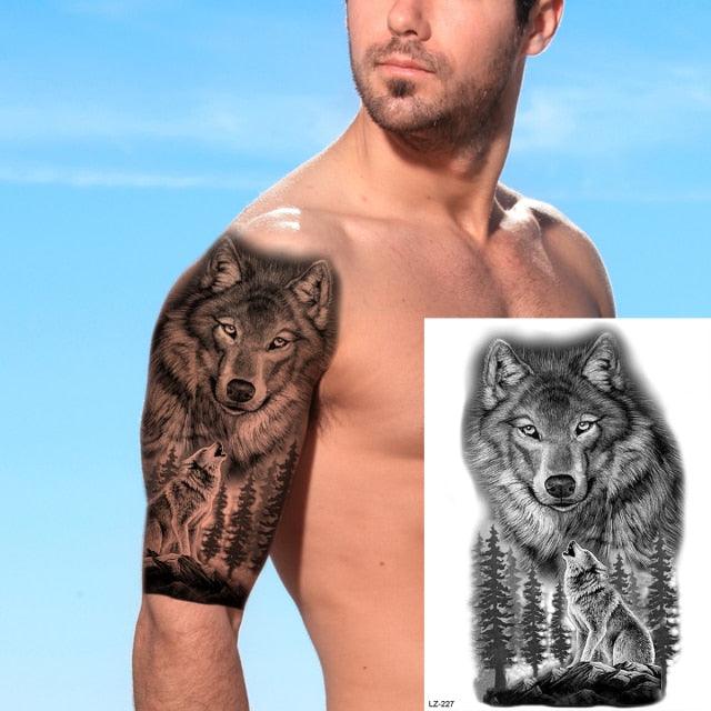 Realistic Lion Temporary Tattoo Black Warrior Sticker Waterproof Luxury Tattoo For Men Women
