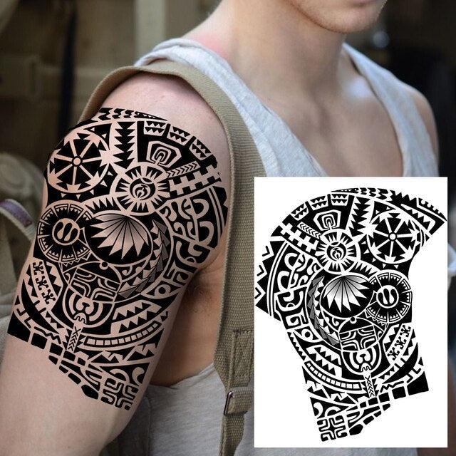 Realistic Lion Temporary Tattoo Black Warrior Sticker Waterproof Luxury Tattoo For Men Women