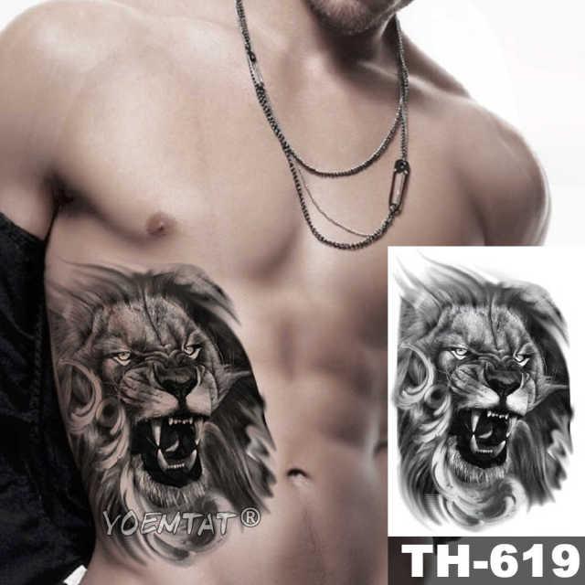 Realistic Temporary Lion Wolf Sticker Tattoo Waterproof  Elegant Body Arm Warrior Tattoo For Mens