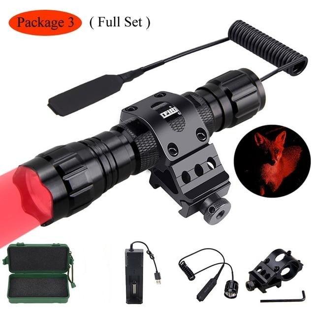 Rechargeable USB Charger High Lumen LED  Light Tactical Flashlight With Rail Mount Led Light White Tactical  Flashlight Pressure Switch For Long Distance Night Hunting