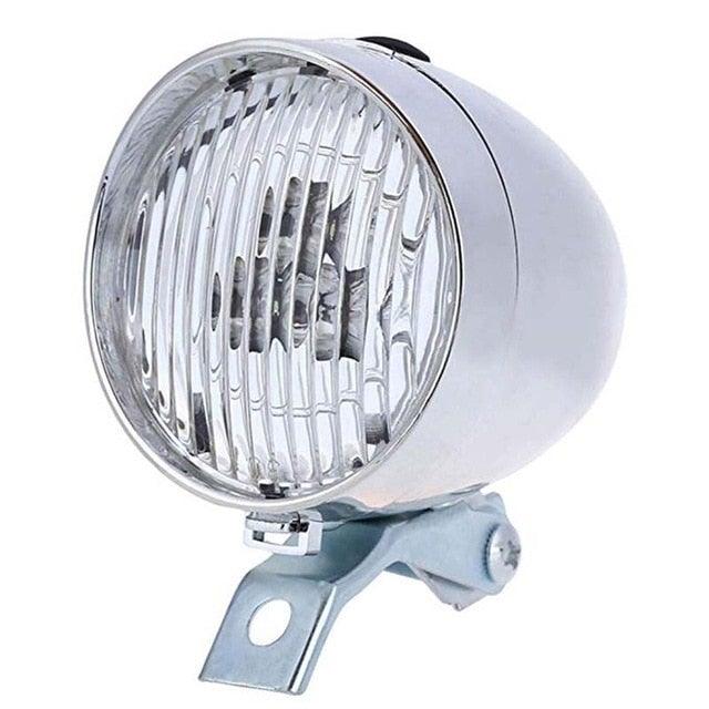 Retro Bicycle Retro Headlight Waterproof Perspective Strong Body Warning Safety Headlight Classical Cool Silver/Black Cycling Bicycle Headlight Retro Front Vintage Bike Light Night Riding Safety Head Lamp
