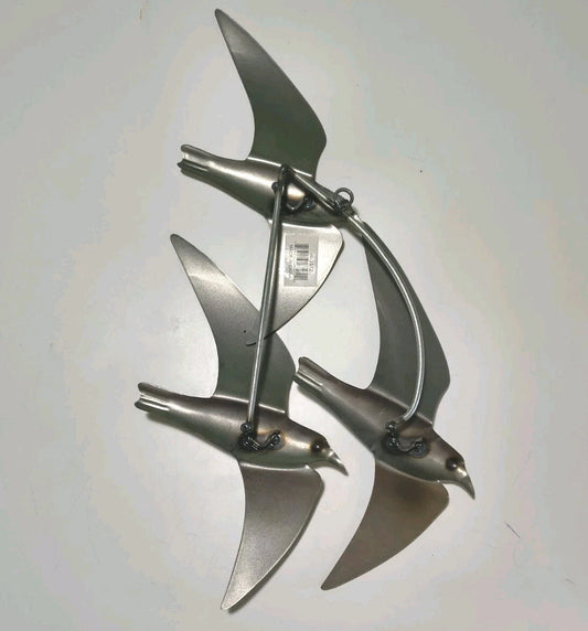 Vintage Metal Wall Art of Three Flying Seagulls Coastal Decor