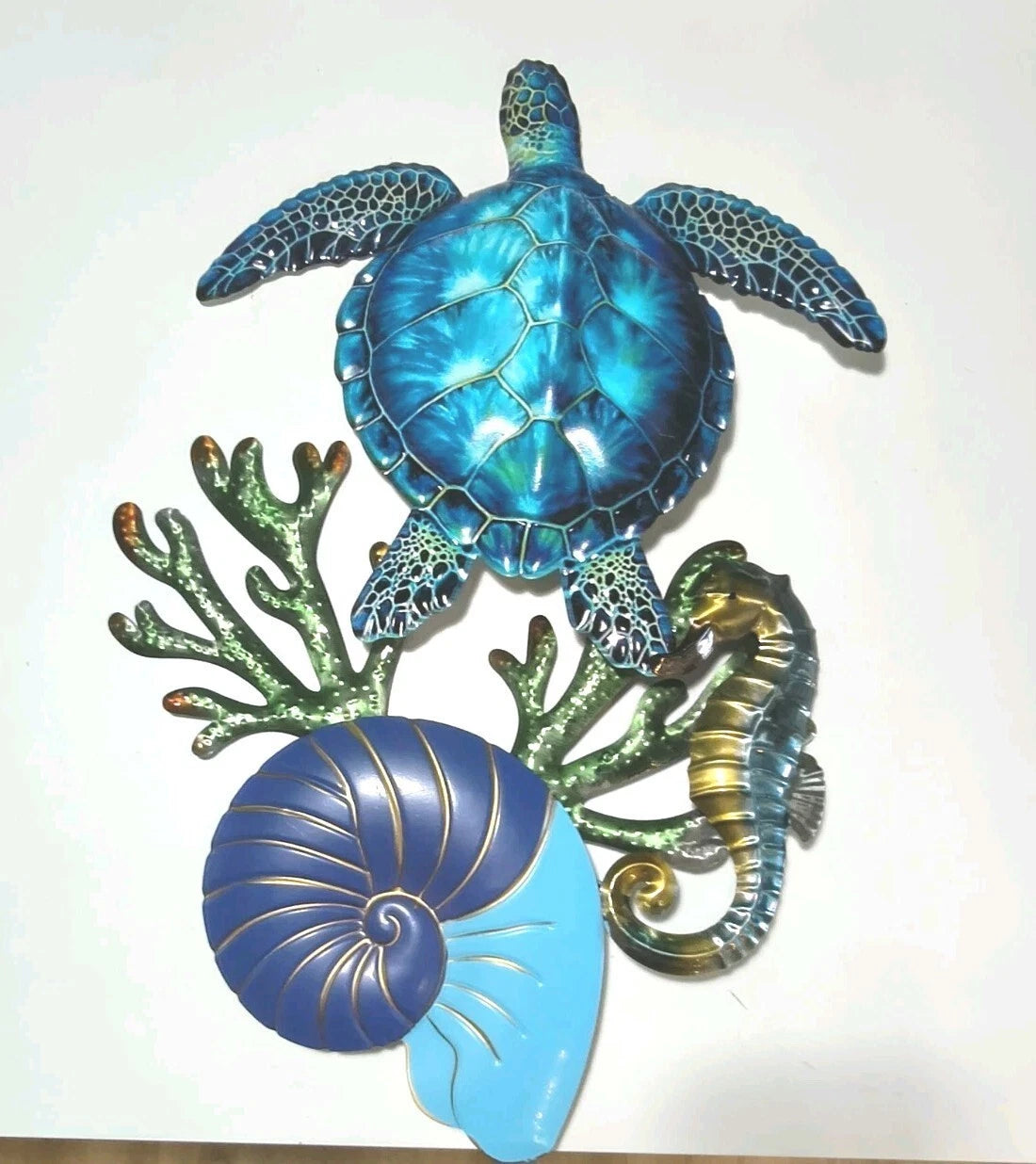 Unique Finds Market LLC Coastal Metal Wall Art with Sea Turtle, Seahorse, and Na