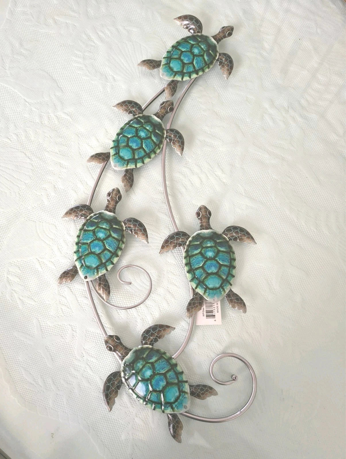 Sea Turtle Metal Wall Sculpture 5 Turquoise Blue Turtles Decorative Wall Art
