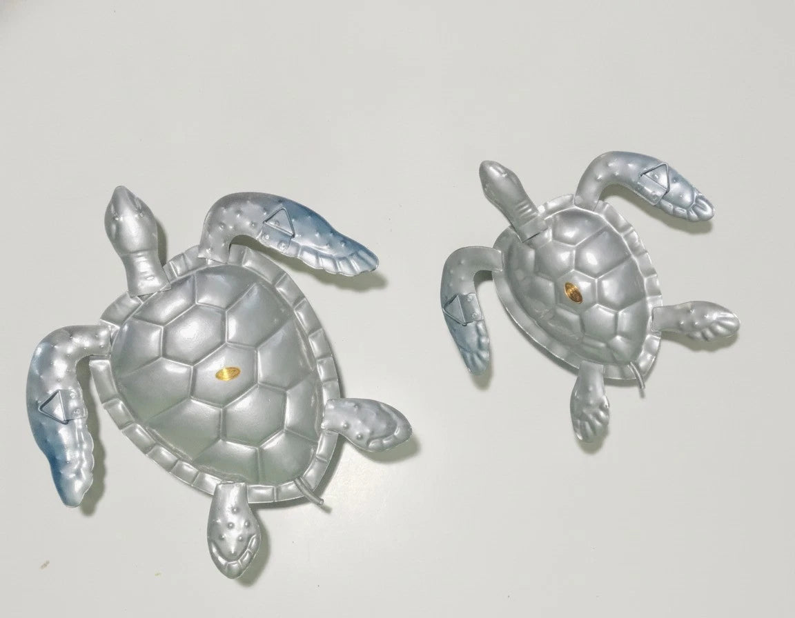 2 Piece Large One 8.5 inches Smaller One 6.5 inchesSet Metal Turtles Wall Mount