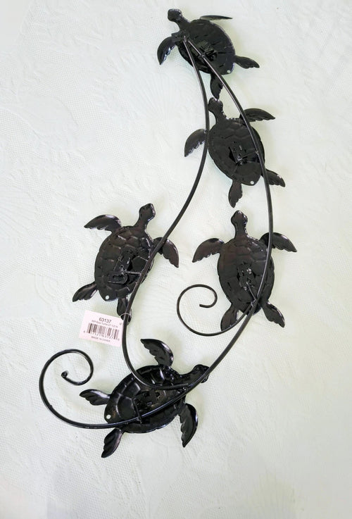 Sea Turtle Metal Wall Sculpture 5 Turquoise Blue Turtles Decorative Wall Art