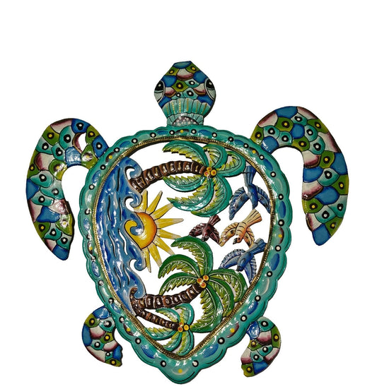 Hand Painted Tropical Turtle Wall Art Decor