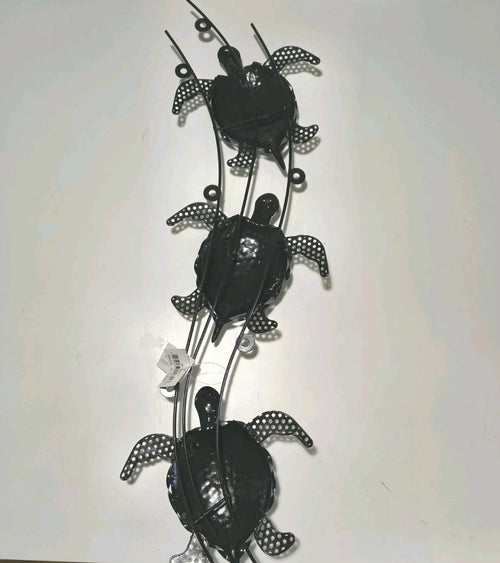 Metal Wall Art Featuring Three Blue Sea Turtles
