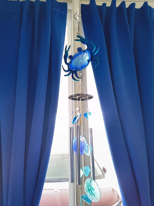 Blue Crab and Sea Life Themed Wind Chime Coastal Decor