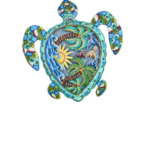 Hand Painted Tropical Turtle Wall Art Decor