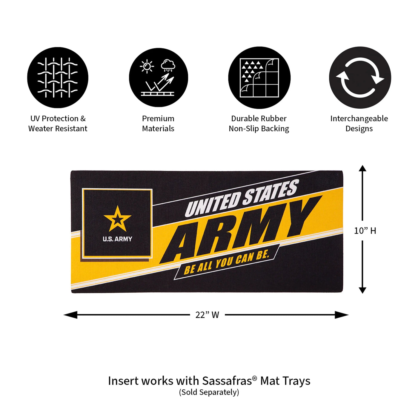 Black and yellow rectangular sassafras mat army made of durable material for military use