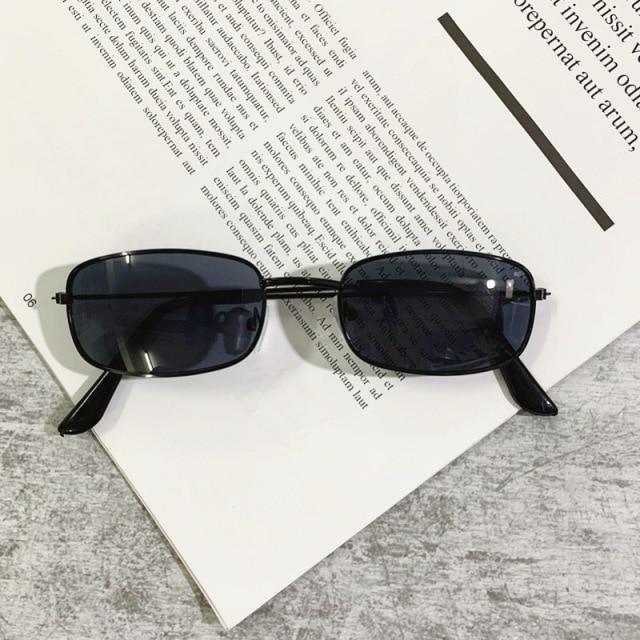 Slender Square Sunglasses Retro Metal Frame Square Sunglasses  Small Vintage & Retro Style Sunglasses Shades Of Rectangle Sunglasses For Women Classic Vintage & Metal Square Frame Sun Glasses Eyewear For Men & Women