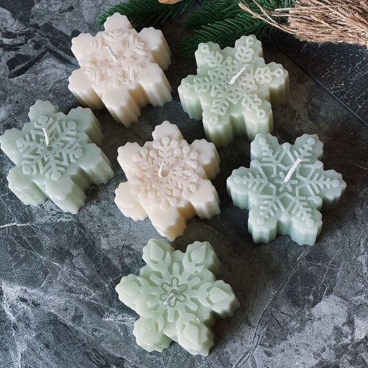 Snowflakes Handmade Candle - Festive Soy Wax Christmas Candle for Holiday Cheer