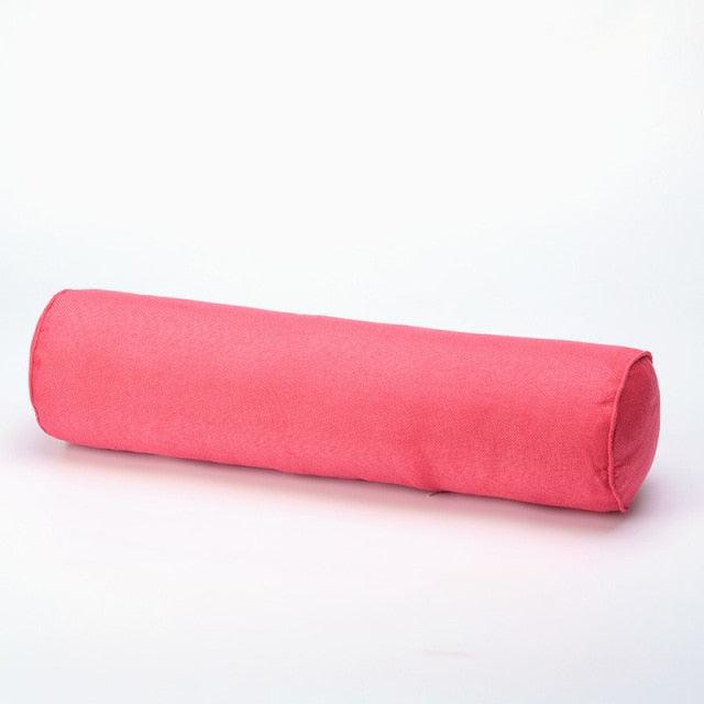 Solid Long Round Maternity Pillow Cotton linen Neck Headrest Body pillow Bed Chair Car Seat Backrest Sleeping Pillow Round Cervical Roll Cylinder Bolster Pillow with Removable Washable Cover, Ergonomically Designed  for Head Neck Spine