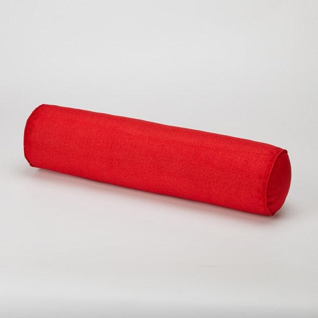 Solid Long Round Maternity Pillow Cotton linen Neck Headrest Body pillow Bed Chair Car Seat Backrest Sleeping Pillow Round Cervical Roll Cylinder Bolster Pillow with Removable Washable Cover, Ergonomically Designed  for Head Neck Spine