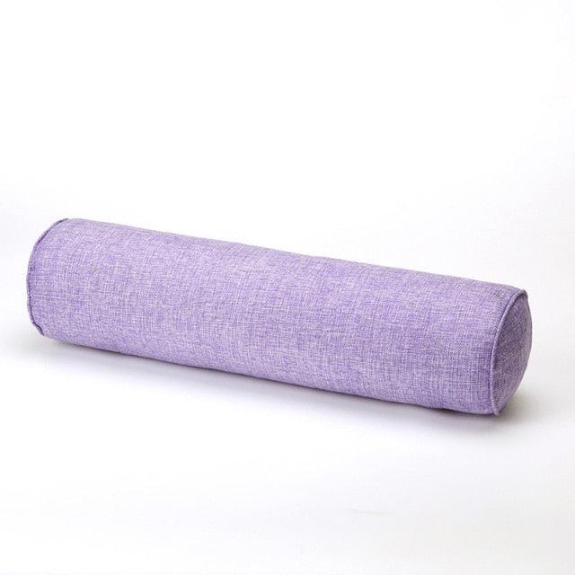 Solid Long Round Maternity Pillow Cotton linen Neck Headrest Body pillow Bed Chair Car Seat Backrest Sleeping Pillow Round Cervical Roll Cylinder Bolster Pillow with Removable Washable Cover, Ergonomically Designed  for Head Neck Spine