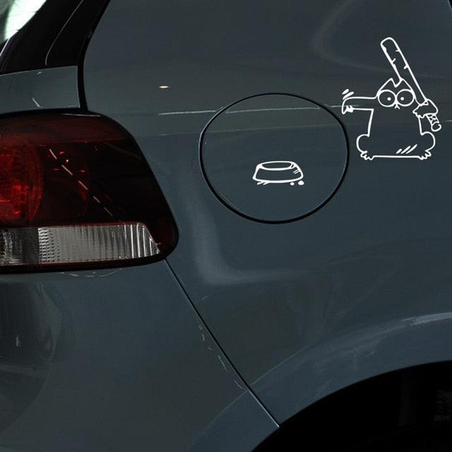 Styling The Feeding Cartoon Car Fuel Cap Stickers Funny Cat Lover Decal Vinyl Sticker Decals Accessories Cat Hungry Cat Feed Me! Vinyl Decal White Funny Cat Stickers For Cars