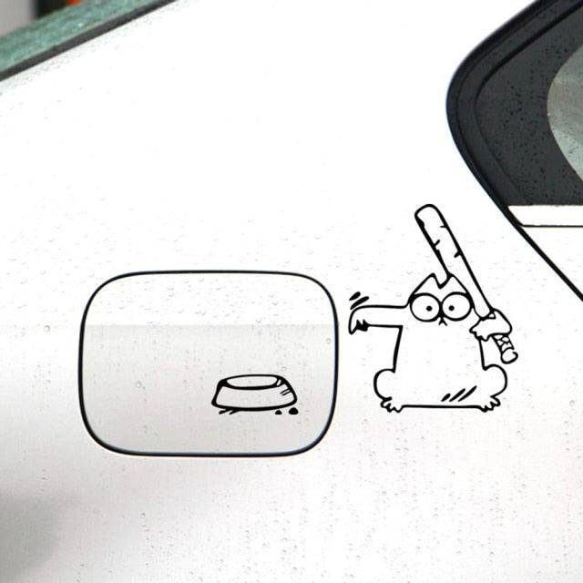 Styling The Feeding Cartoon Car Fuel Cap Stickers Funny Cat Lover Decal Vinyl Sticker Decals Accessories Cat Hungry Cat Feed Me! Vinyl Decal White Funny Cat Stickers For Cars