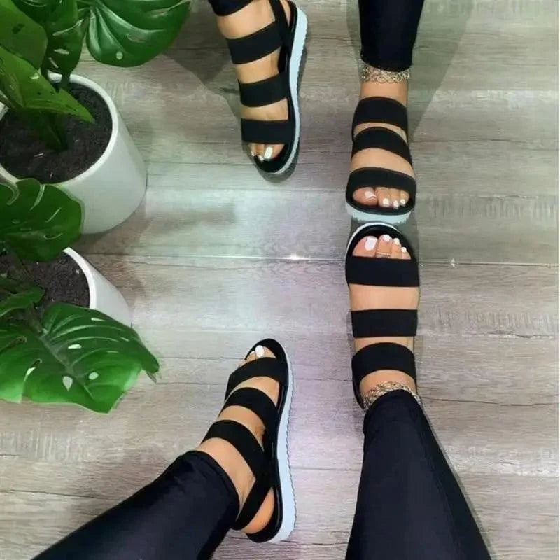 Summer Elastic Womens Sandals Solid Colorful Beach Soft Modern Stylish Women Sandals