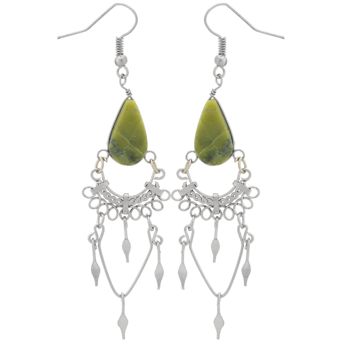 Swirls Chandelier Stone Earrings