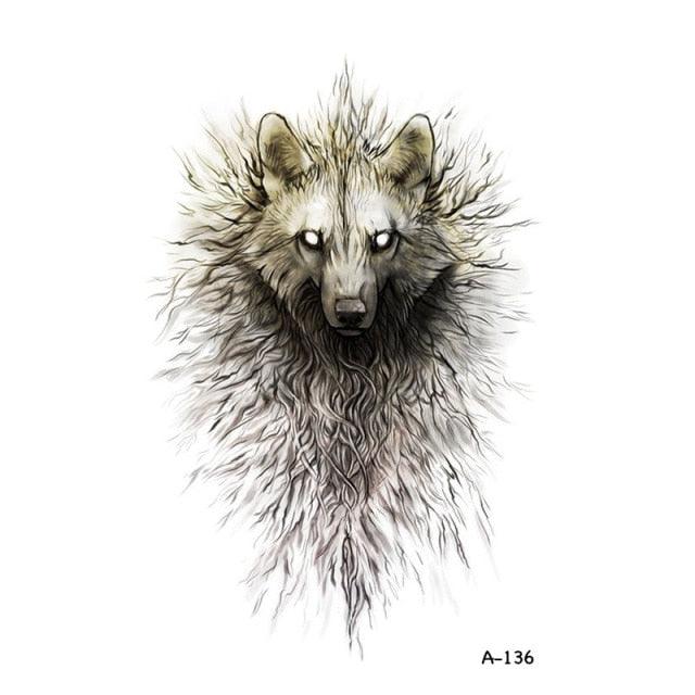 Temporary Animal Head Wolf Design Waterproof Body Sticker Fashion Tattoo For Womens Mens