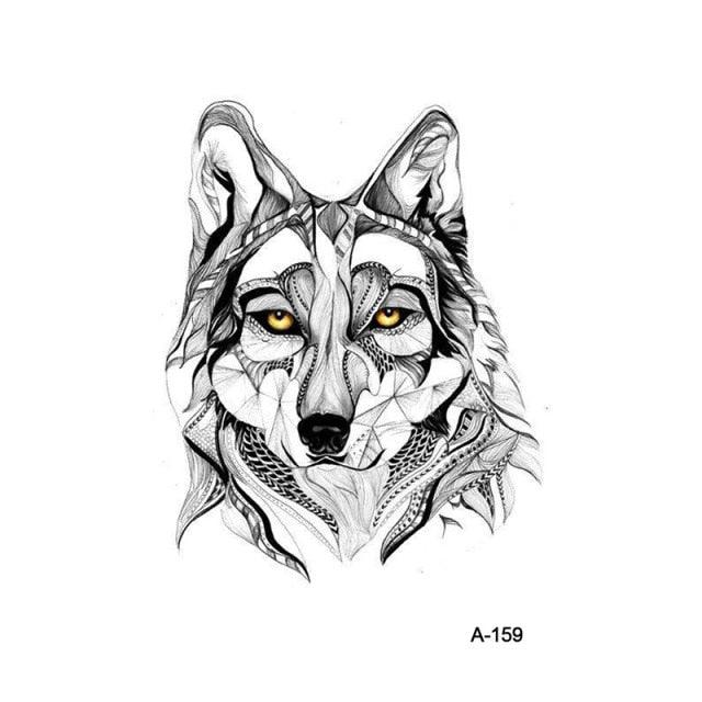 Temporary Animal Head Wolf Design Waterproof Body Sticker Fashion Tattoo For Womens Mens