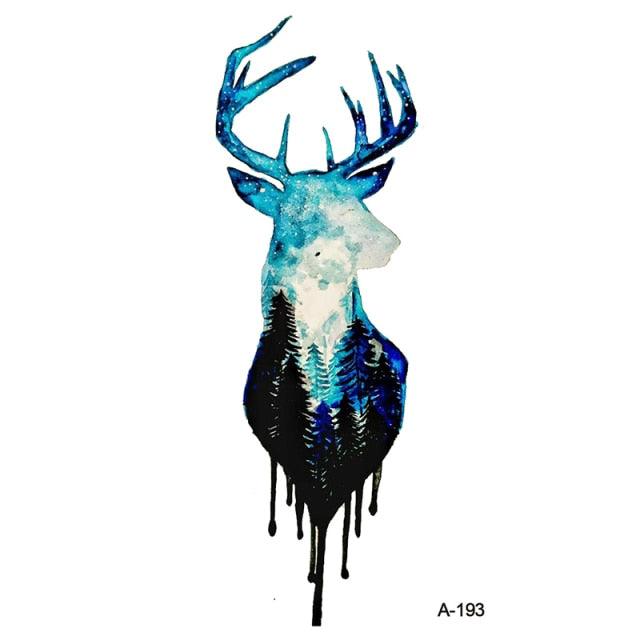 Temporary Animal Head Wolf Design Waterproof Body Sticker Fashion Tattoo For Womens Mens