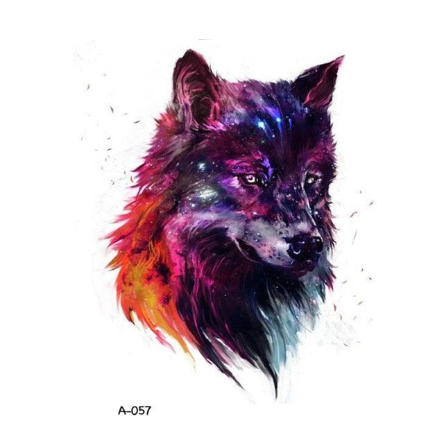 Temporary Animal Head Wolf Design Waterproof Body Sticker Fashion Tattoo For Womens Mens