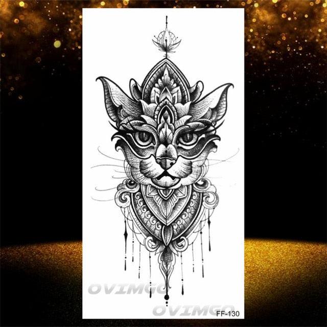 Temporary Lotus Flower Sticker Tattoo Fake Black Elegant Flower Design Women Body Art Fake Arm Tattoo Stickers For Womens