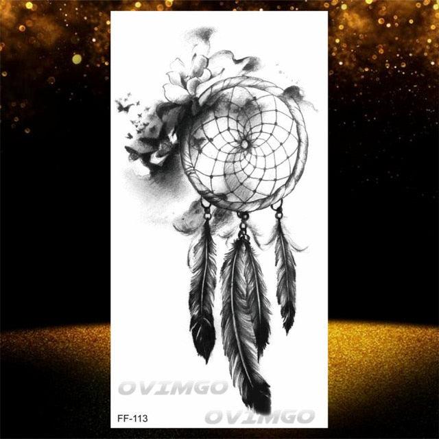 Temporary Lotus Flower Sticker Tattoo Fake Black Elegant Flower Design Women Body Art Fake Arm Tattoo Stickers For Womens